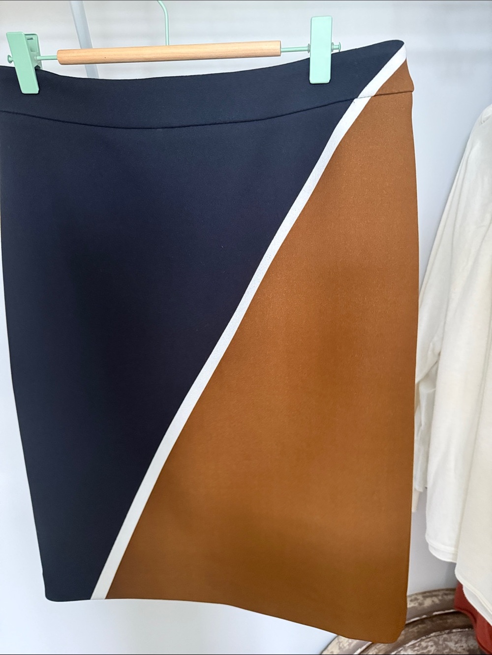 Ann Taylor Navy and Brown Colorblock Pencil Skirt